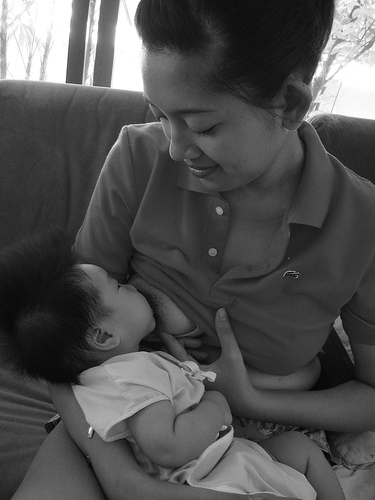 A breast feeding mother has to watch her diet.